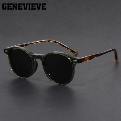 GENEVIEVE Ochelari de soare polarizați pentru femei și bărbați, cu design simplu, geometric, cu ramă rotundă, protecție UV, prescripție personalizabilă 1080