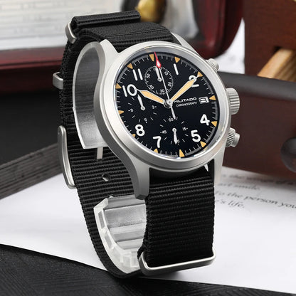 Militado ML1868KF Retro VK67 Quartz Chronograph Watch Stainless Steel Case 3 Dial Waterproof 100M  Multifunction Military Watch