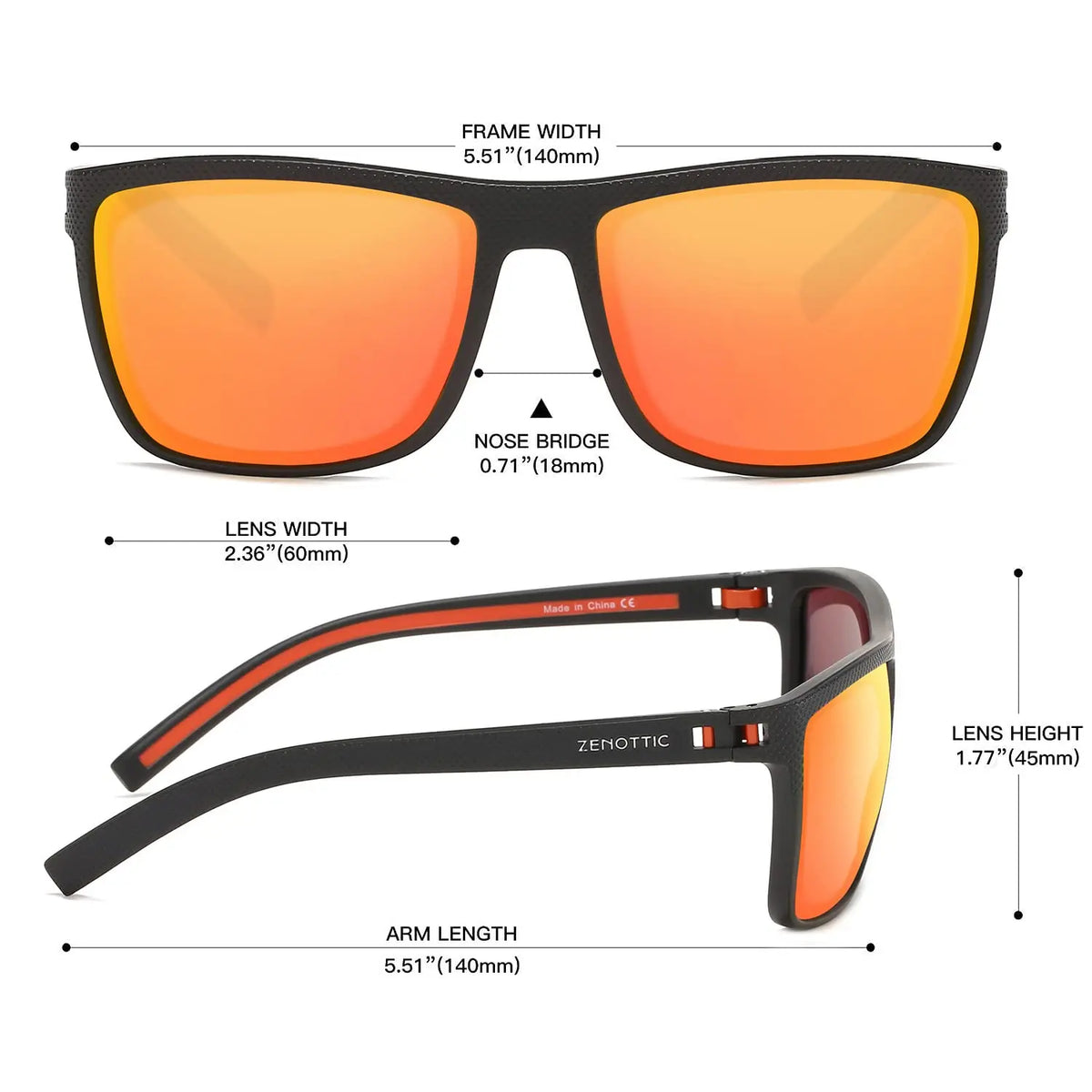 ZENOTTIC Polarized Sunglasses for Men Shades Lightweight TR90 Frame UV400 Protection Square Outdoor Trave Driving Sun Glasses
