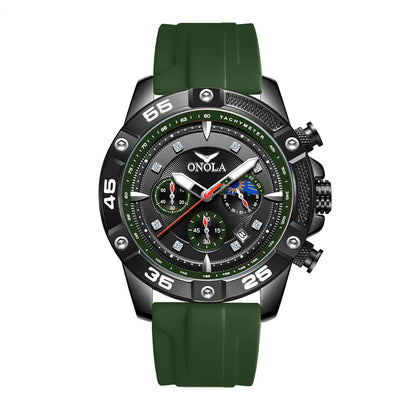 ONOLA New Fashion Casual Men's Watch Multi functional Fluorescent Tape Waterproof Quartz Military Watch Men's Clock High Quality