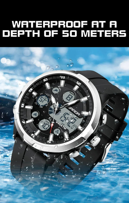 SANDA 9053 G Sports Military Men's Watches Luxury Digital Watch 50M Waterproof Quartz Wristwatch for Male Relogios Masculino