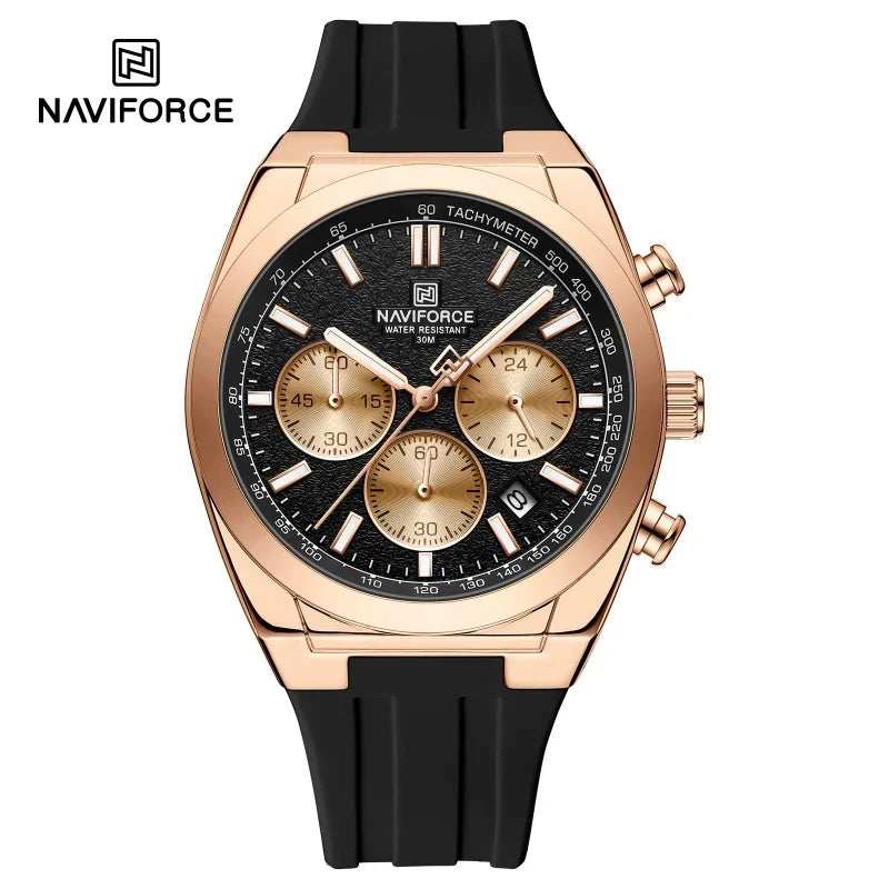 NAVIFORCE Herrenarmbanduhr – Luxuriöser und sportlicher Stil, Quarzwerk, 24-Stunden-Anzeige, Datumsfenster, Chronograph, wasserdicht – Geschenkidee für Herren