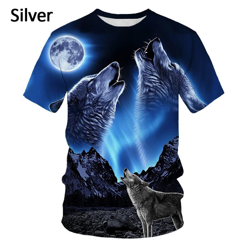 T-shirts 3D imprimés « Loup » tendance pour hommes/femmes – T-shirt graphique original à manches courtes