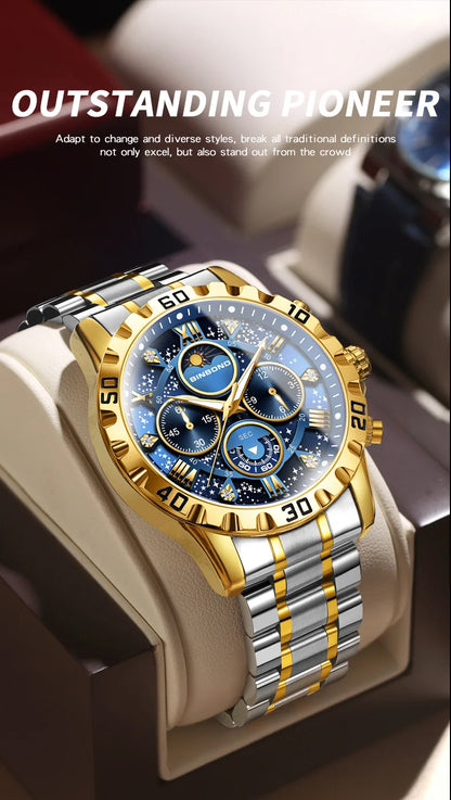Chronograph Luxury Brand Stylish Men Luminous Wrist Watches For Male Clock Stainless Steel Band Men Business Quartz Watches