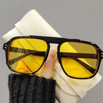 Ochelari de soare la modă pentru femei și bărbați, ochelari de soare cu ramă dublă, stil vintage, pentru activități în aer liber, călătorii și conducere, cu protecție UV400