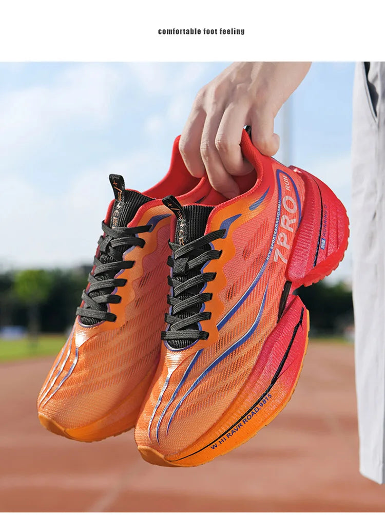 New Men's Carbon Plate Sneakers, Outdoor Soft Sole Mesh Sports Shoes, Running Shoes, Lightweight, Anti-Slip, Casual Couple Tennis Shoes
