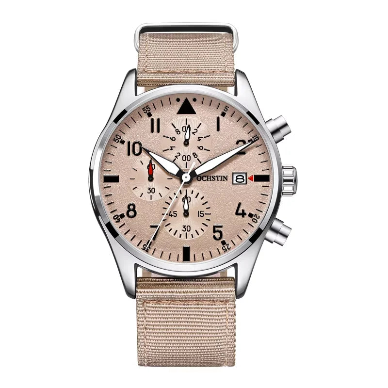 OCHSTIN Mens Watches Quartz Chronograph Men Watch Pilot Sport Male Fashion Wristwatch Top Brand Luxury Leather Waterproof Clock