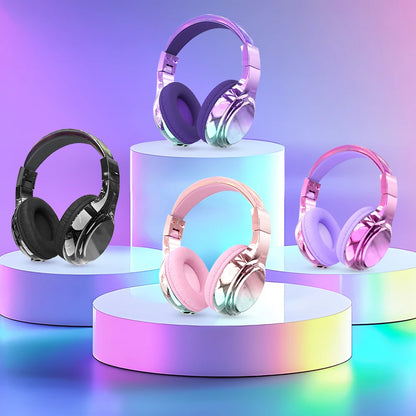 Écouteurs Bluetooth dégradés pour enfants, sans fil, avec micro, pliables, légers, pour voyage scolaire