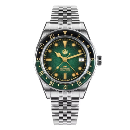 2025 New San Martin SN0134 Men Watch NH34 GMT Sandwich Dial 40mm Bidirectional Sapphire Bezel Luxury Sports Watch 20Bar Watches