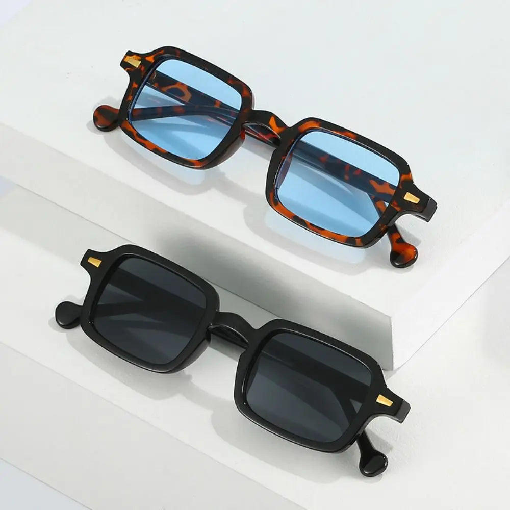 Ochelari de soare Fashion Square pentru femei, model nou retro cu nituri decorative; ochelari de soare pentru bărbați, model leopard albastru, cu lentile degradate, protecție UV400