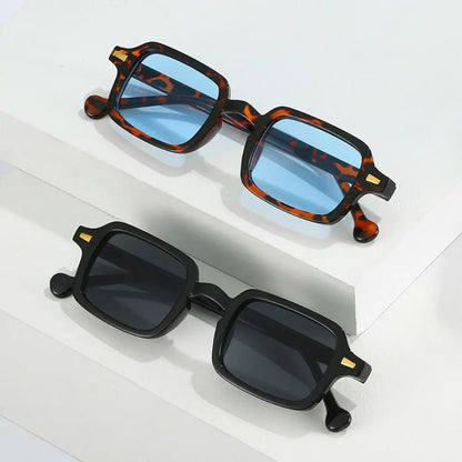 Ochelari de soare Fashion Square pentru femei, model nou retro cu nituri decorative; ochelari de soare pentru bărbați, model leopard albastru, cu lentile degradate, protecție UV400