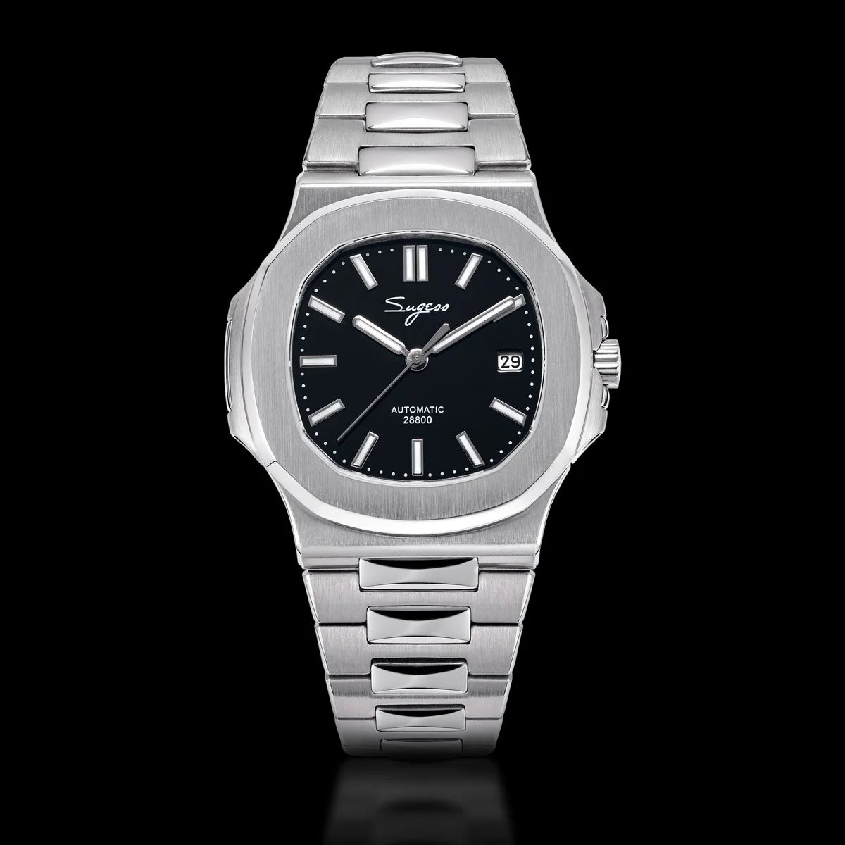 Orologio da uomo Sugess automatico meccanico, movimento Miyota 9015, quadrante MOP, luminoso, impermeabile 5bar, bracciale di lusso S466