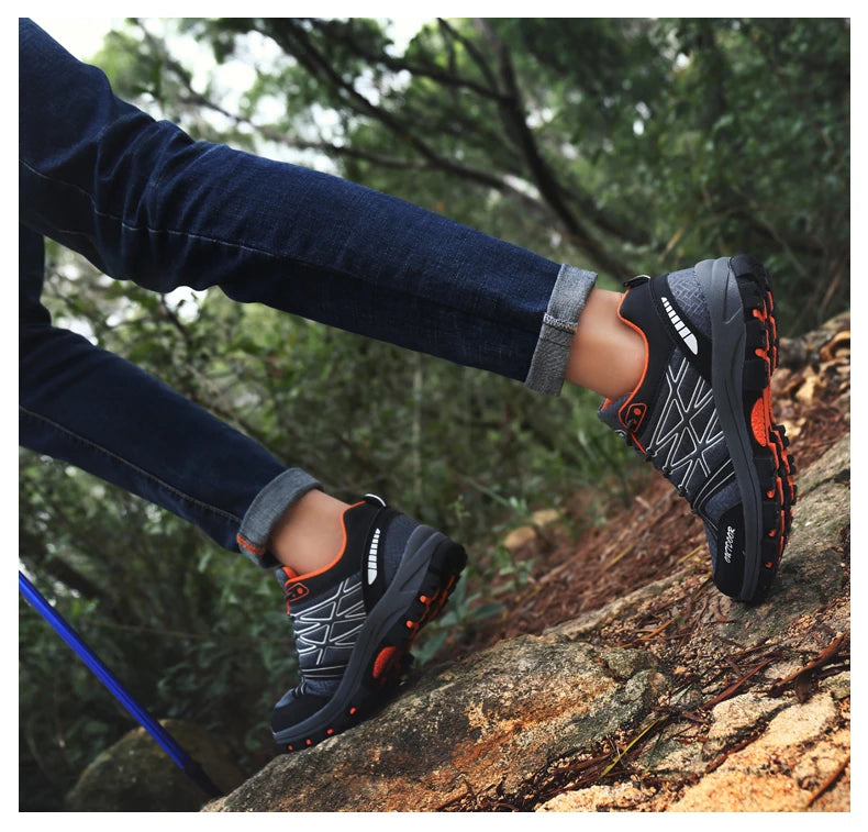 Sapatos de caminhada de marca para homem em malha respirável, calçado de viagem outdoor impermeável para caça e pesca, sapatos desportivos de montanha, todo-o-terreno e equitação