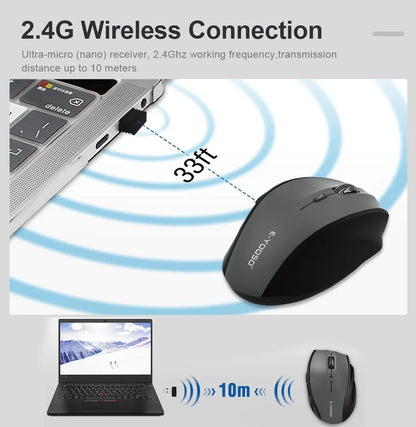 E-YOOSO E-1010 USB 2.4G bezdrôtová herná a kancelárska myš, 2400 DPI, optická ergonomická myš na hranie pre notebook a PC