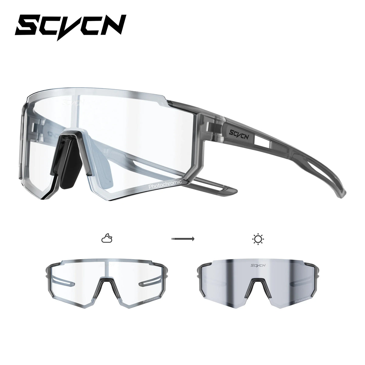 SCVCN Ochelari de soare sportivi pentru fete, ochelari de ciclism pentru copii, ochelari fotocromatici UV400, ochelari de baseball pentru băieți, ochelari pentru activități în aer liber, ochelari de soare pentru alergare și drumeții