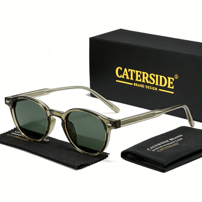 Ochelari de soare rotunzi polarizați Catside pentru bărbați, ramă TR, inserție centrală, brațe, set de ochelari de soare pentru femei, stil retro, pentru șofat, pescuit, punk, protecție UV400
