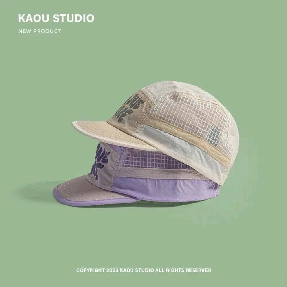 Soft Brim Quick-drying Baseball Cap Retro 5-panel Sun Protection Breathable Hat Casual Hip-hop Hat Mesh Running Caps