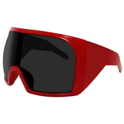 Ochelari de soare futuristici cu ramă învelitoare, lentile curbate Rave, protecție UV400, ochelari de soare supradimensionați Y2K pentru femei și bărbați
