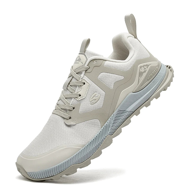 HOBIBEAR Unisex Hiking Sneakers Lace-Up Walking Shoes Outdoor Travel Artificial Leather Sneakers