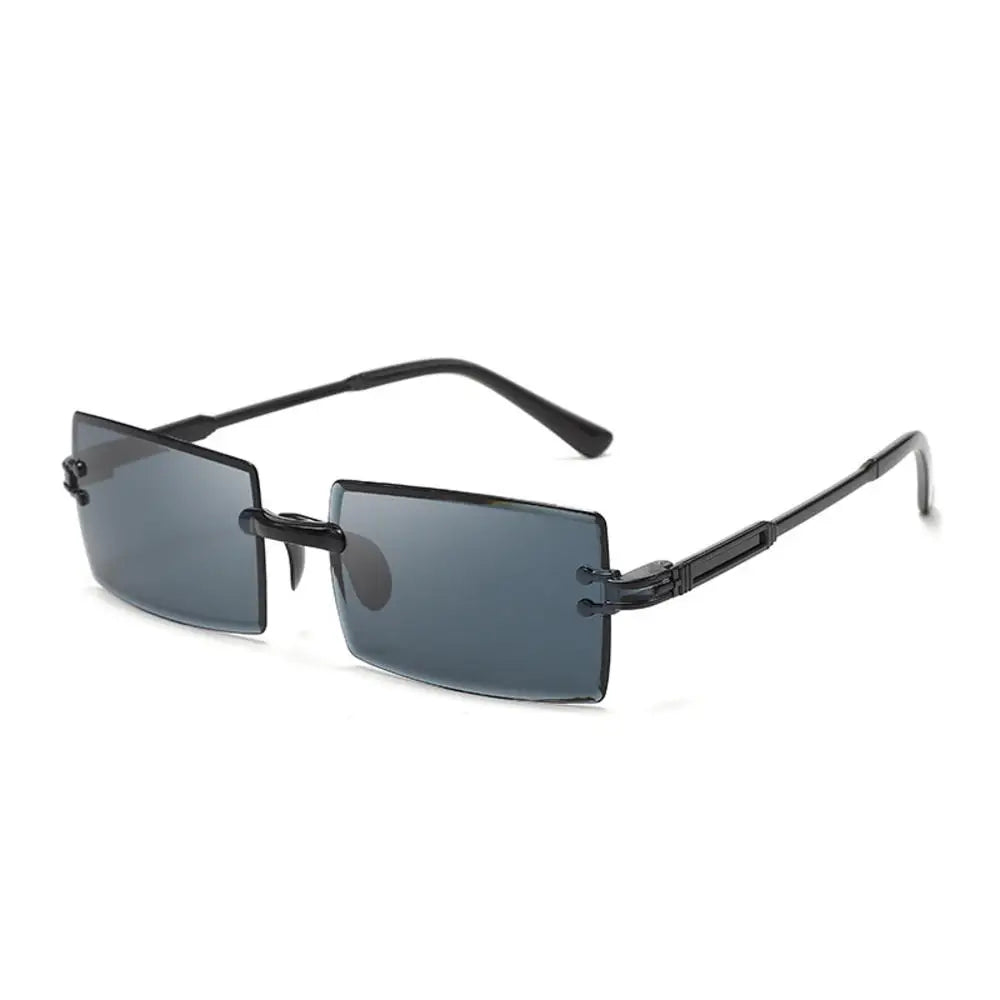 Ochelari de soare vintage, fără ramă, cu margini tăiate, ochelari de soare de designer, ochelari de soare de lux maro și verzi, UV400, pentru bărbați și femei