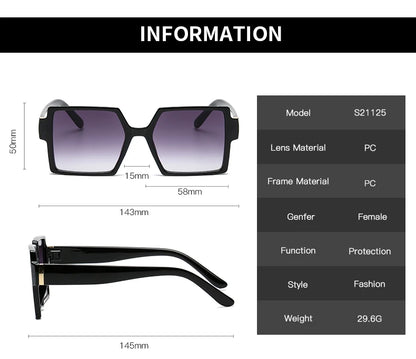 Ciclism 1/2 buc. Ochelari de soare cu ramă mare pătrată, cu prindere pentru femei, stil retro, ochelari de soare cu ramă mare, negri, la modă, cu lentile degradate