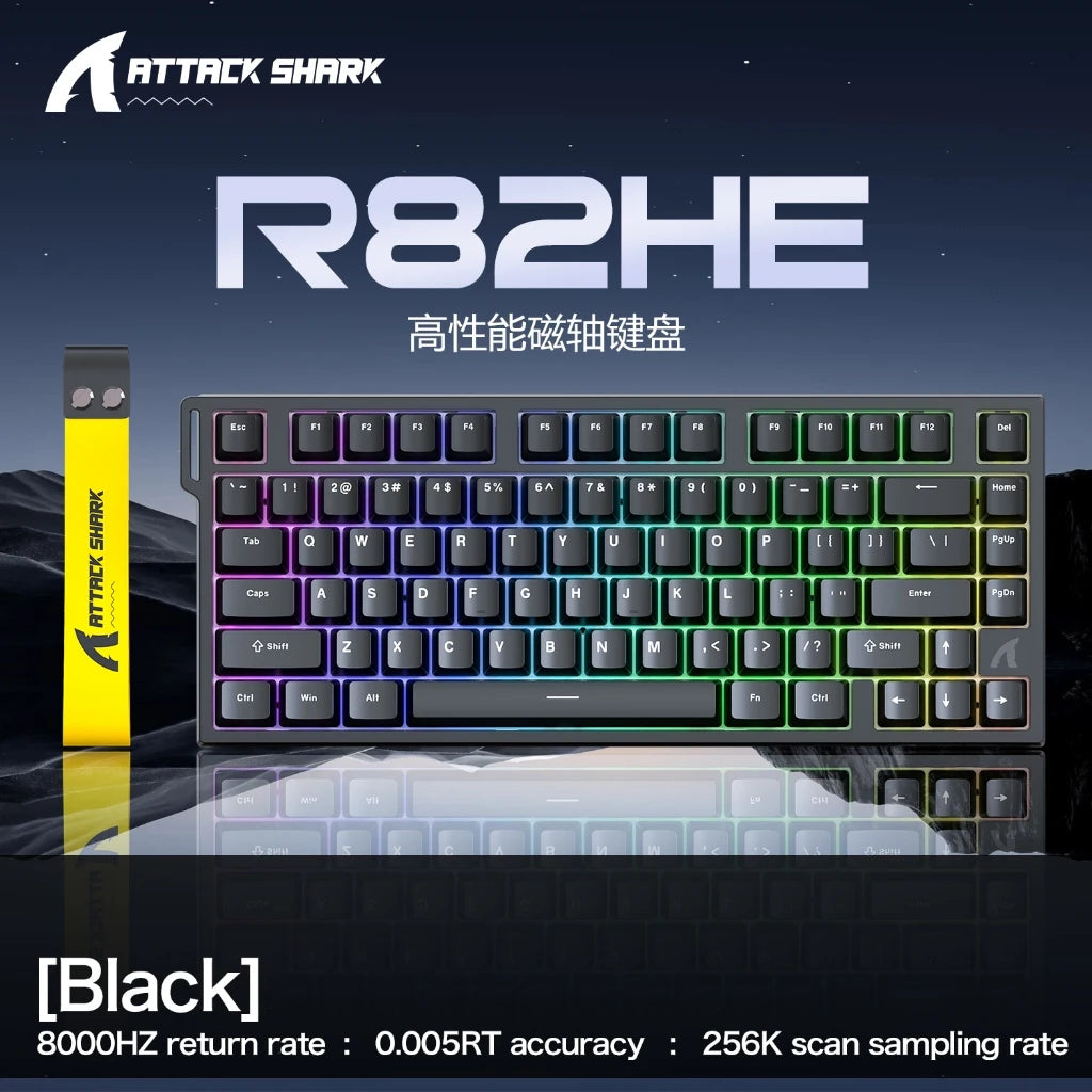 ATTACK SHARK R82HE High-Performance Magnetic Axis Keyboard, 8K Rate, 0.08ms Latency, 0.005mm RT Accuracy, 75% Layout, Five-Layer