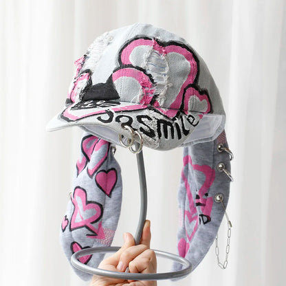 new fashion Girl New Jeans Long Rabbit Ears Cowboy Baseball Hat Wash Graffiti Hip Hop Cap Women Men Party Team Baseball Cap