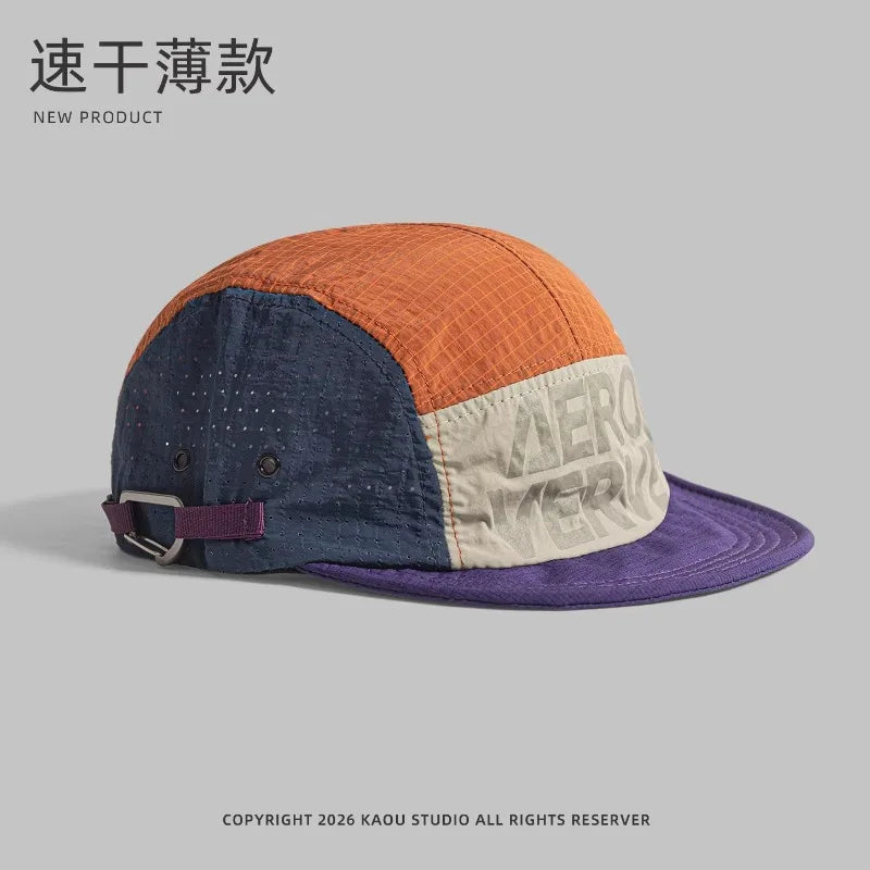 Japanese Retro Color Matching 5-panel Baseball Caps for Men Summer Outdoor Camping Leisure Sun Protection Niche Women's Hats