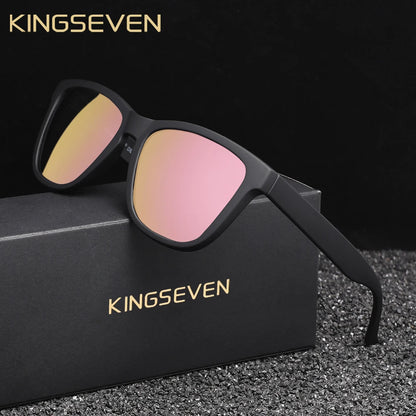 KNGSEVEN Ochelari de soare rotunzi la modă pentru bărbați și femei, casual, polarizați, cu protecție anti-UV400, pentru activități în aer liber, cu ramă neagră, potriviți pentru condus