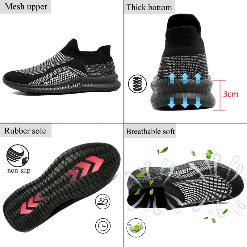 Lightweight Men's Walking Shoes Outdoor Soft Male Casual Shoes Flexible Breathable Men Loafers Slip-On Footwear Sneakers 39-48