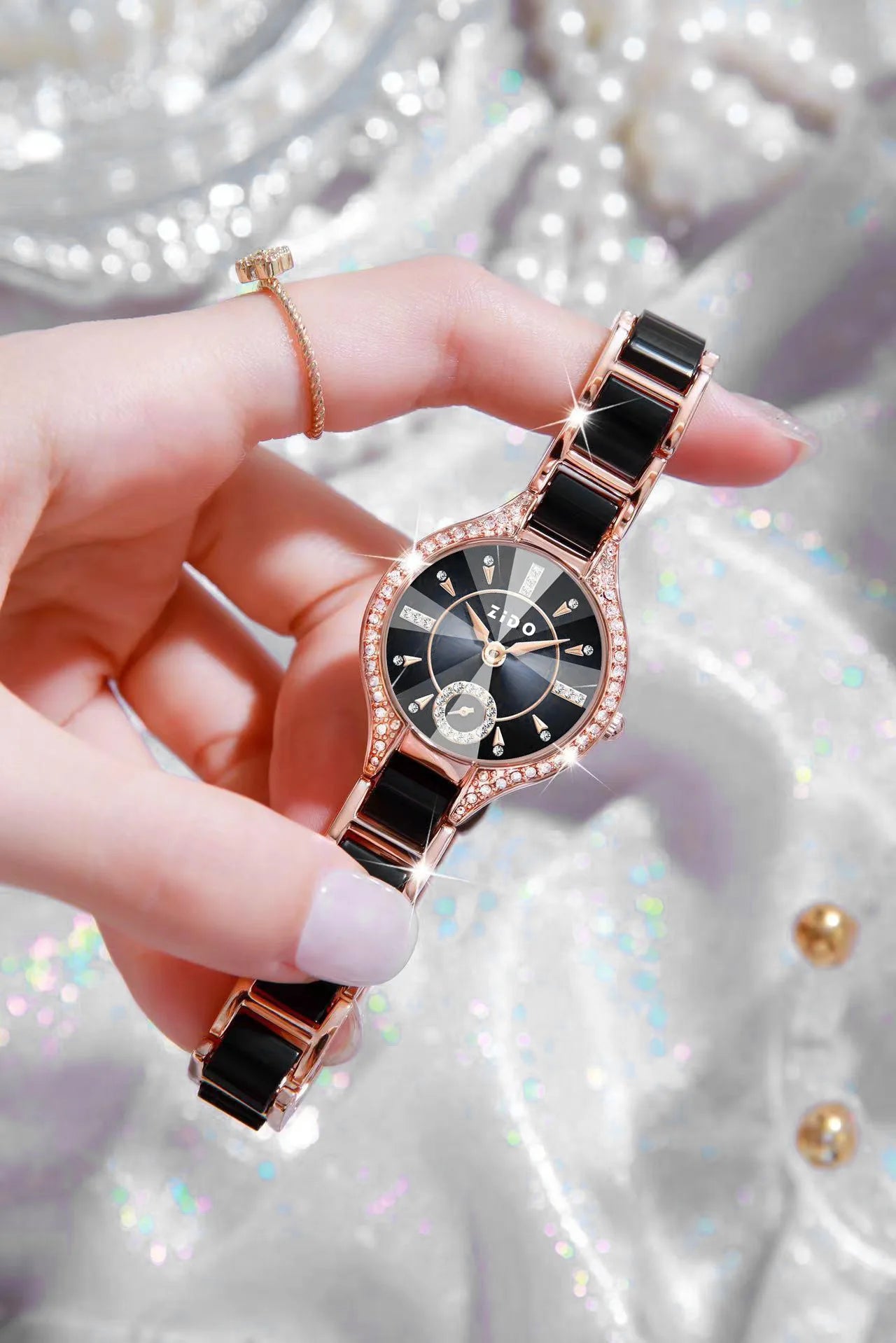 Watch for Women Brand Retro Light Luxury Waterproof Diamond Inlaid High Quality Stainless Steel Female Fashion Clock Watch