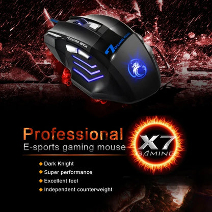 Wired Gaming Mouse, Gamer Computer Mouse with RGB Backlit, Ergonomic Design, Silent Backlight, LED, 7 Buttons, USB Mice for PC Desktop