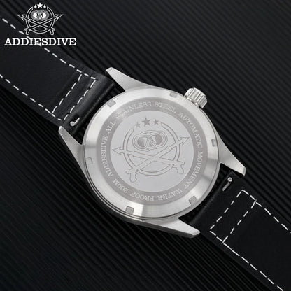 ADDIESDIVE Men's Automatic Mechanical Diving Watch 200m Waterproof C3 Ultra Bright Men's Watch Men's Leather Retro Watch AD2519