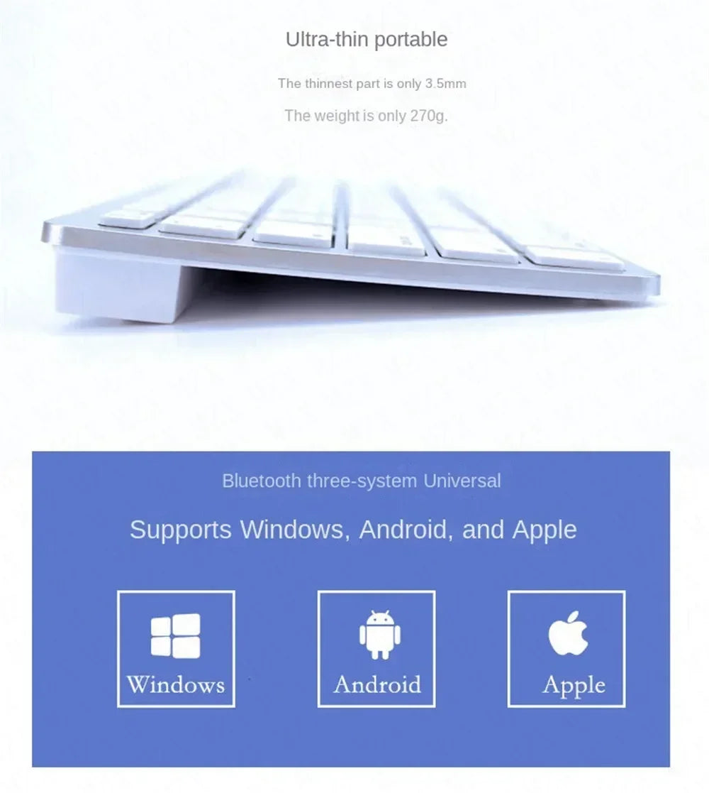 Mini Bluetooth Wireless Keyboard - 78 Keys Portable for PC/Tablet/Smartphone, Compatible with iPad, Compact Design forOffice
