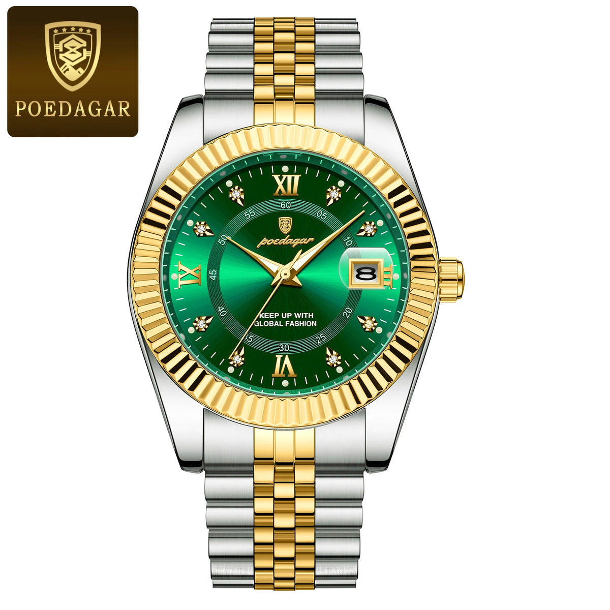 Relógio de homem POEDAGAR – Modelo de luxo, estanque, em aço inoxidável, com visor luminescente, estilo militar, função de data, movimento de quartzo, ideal para o trabalho ou ocasiões profissionais.