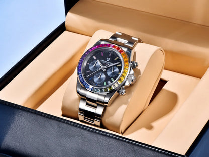 PAGANI DESIGN Men Exquisite Quartz Watch Luxury Choice VK63 Sapphire Mirror Stainless Steel Calendar Small Three-Pin Chronograph