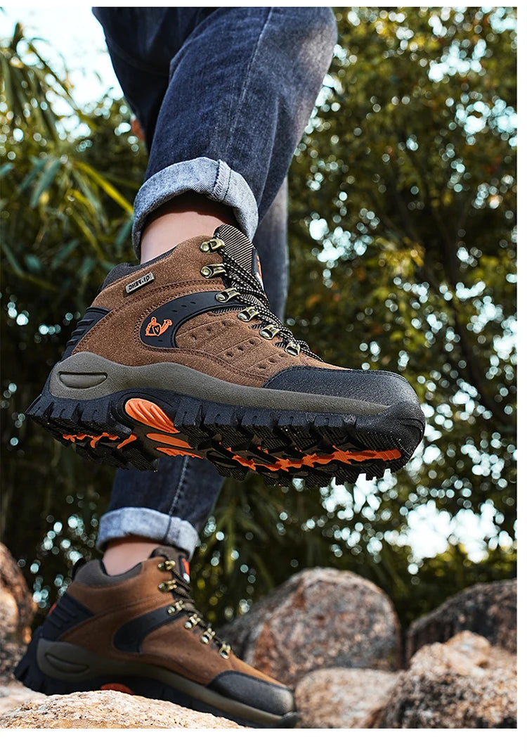 Chaussures de Trekking en plein air automne hiver hommes chaussures de randonnée imperméables bottes de montagne en cuir véritable chaussures tactiques de chasse en forêt