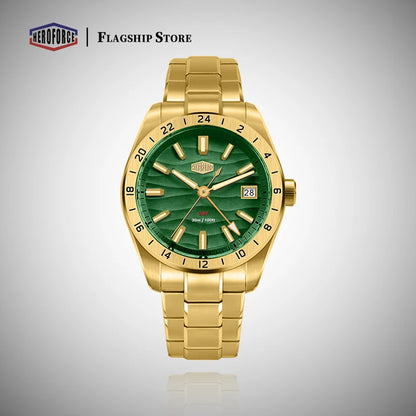 HEROFORCE Quality Original GMT Men Clock Waterproof Luminous Date Luxury Man Watch Stainless Steel Quartz Men's Watches Male