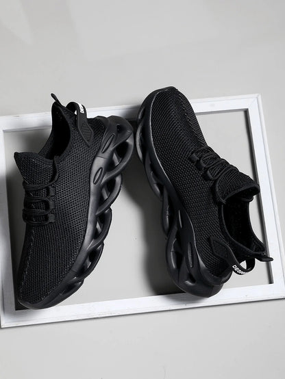 Men Casual Sport Shoes Breathable Lightweight Sneakers Outdoor Mesh Black Running Shoes Athletic Jogging Tennis Walking Shoes