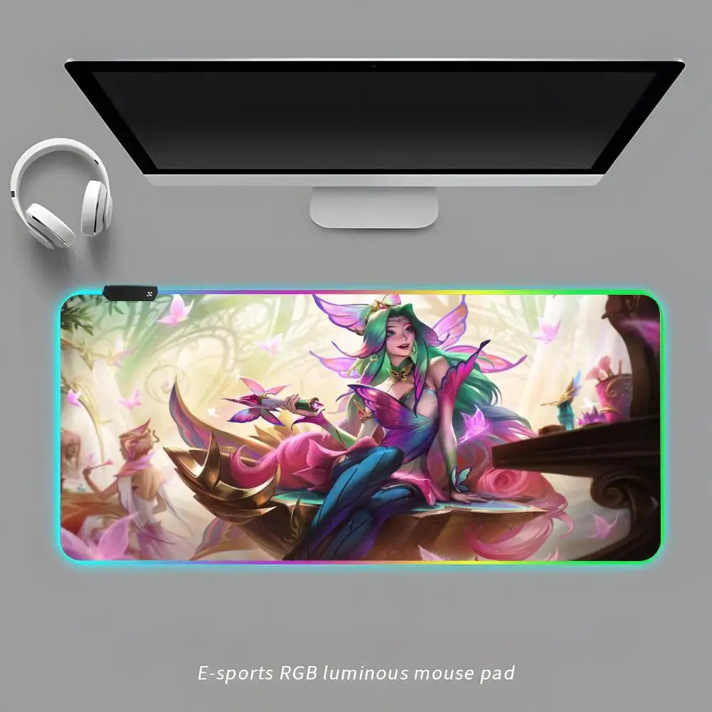 A-S-SeraphineS-ES Mouse Pad RGB Gaming Mouse Pad Desk Mat HD Gamer Large LED Light XXL MousePads