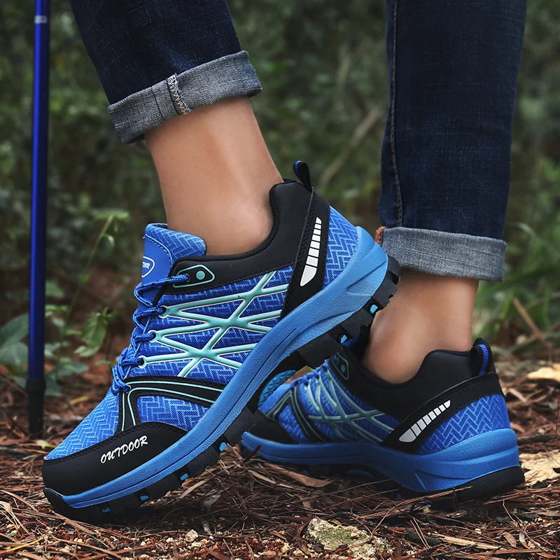 Sapatos de caminhada de marca para homem em malha respirável, calçado de viagem outdoor impermeável para caça e pesca, sapatos desportivos de montanha, todo-o-terreno e equitação