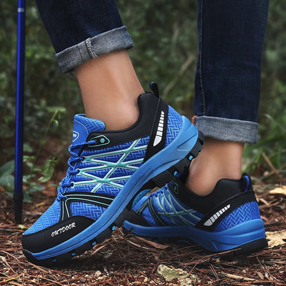 Sapatos de caminhada de marca para homem em malha respirável, calçado de viagem outdoor impermeável para caça e pesca, sapatos desportivos de montanha, todo-o-terreno e equitação