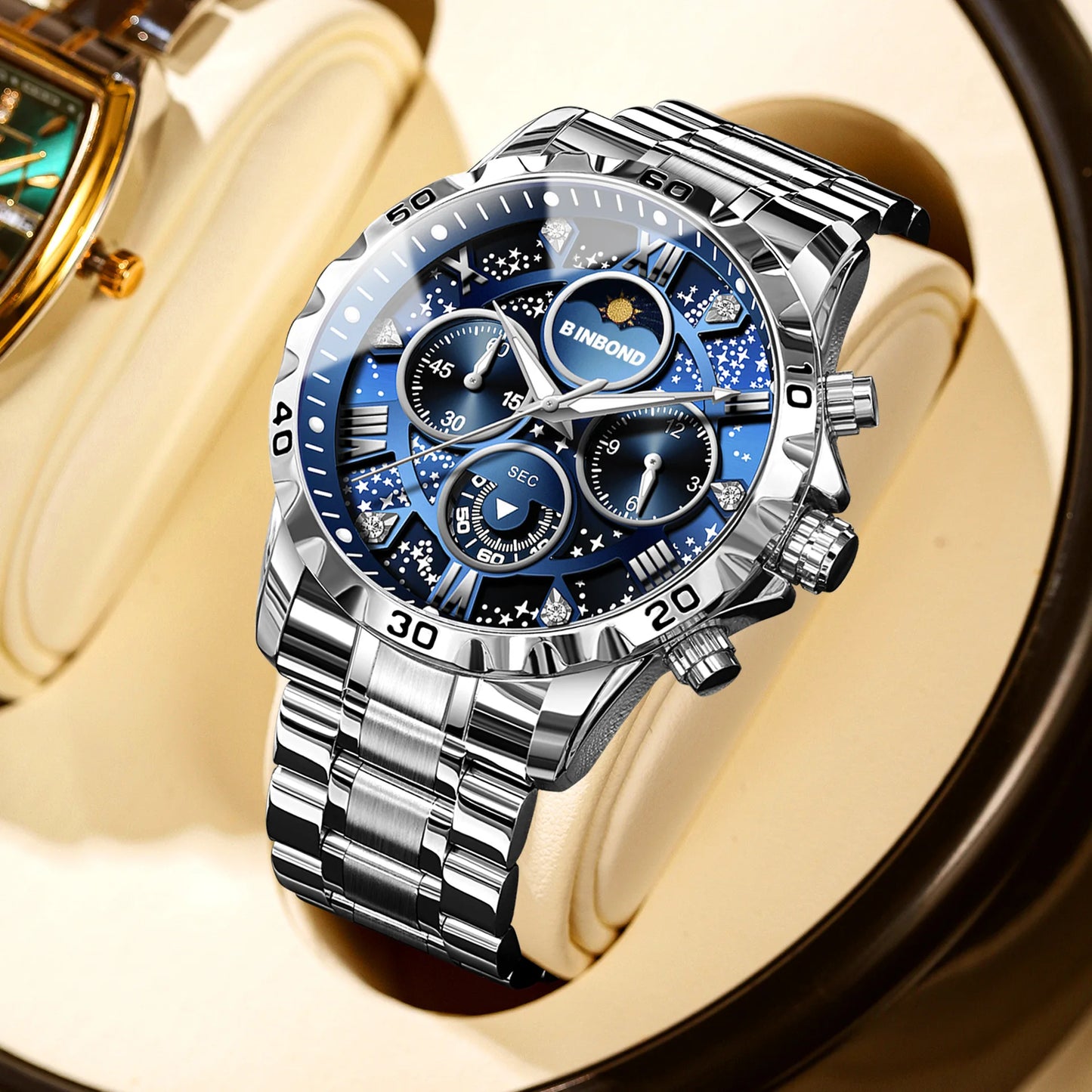 Chronograph Luxury Brand Stylish Men Luminous Wrist Watches For Male Clock Stainless Steel Band Men Business Quartz Watches