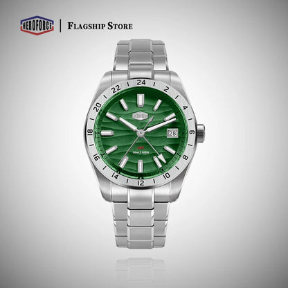 HEROFORCE Quality Original GMT Men Clock Waterproof Luminous Date Luxury Man Watch Stainless Steel Quartz Men's Watches Male
