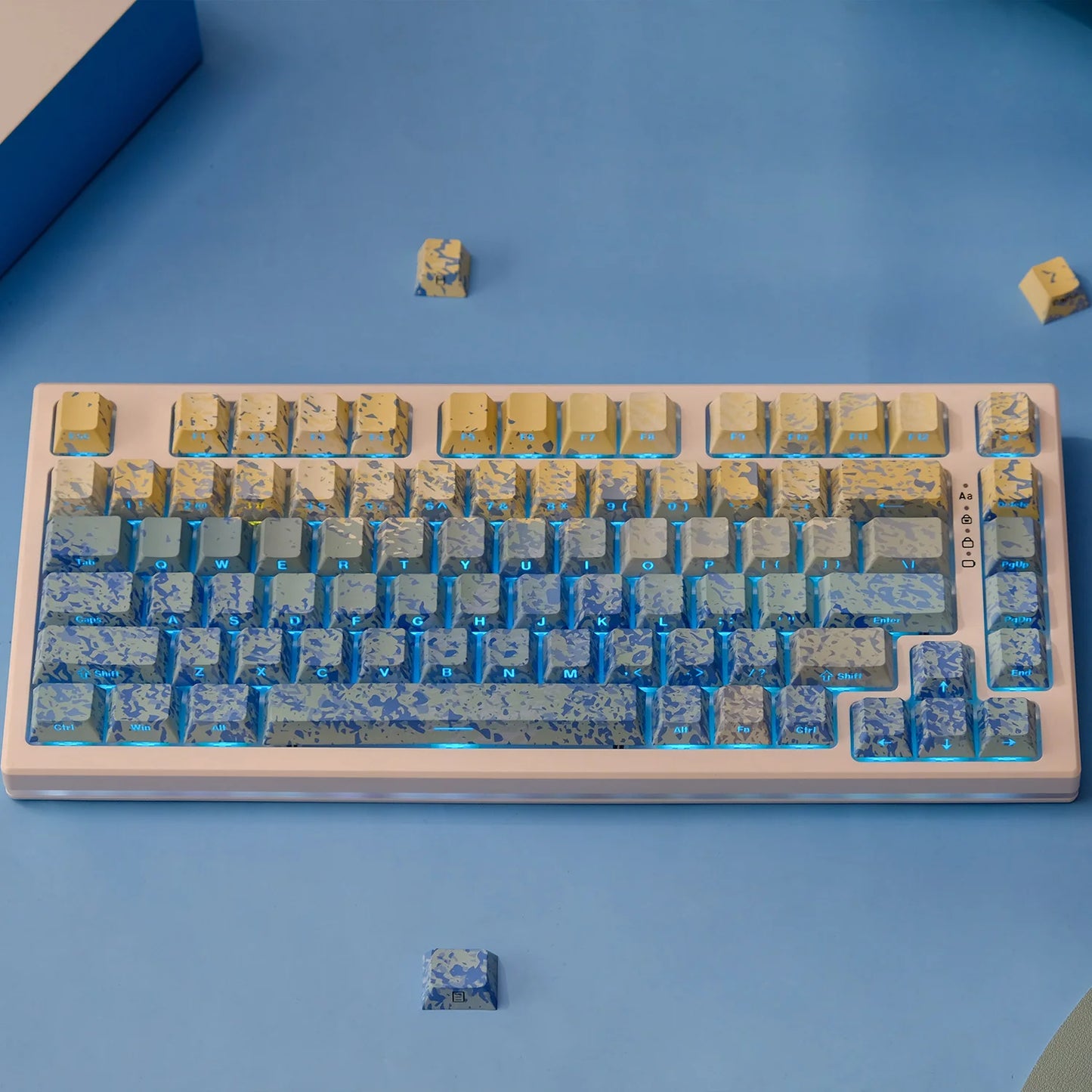 KYOMOT 135 Keys PBT Side Print Keycap Double Shot Cherry Profile Shine Through Keycaps for MX Switch Games Mechanical Keyboard
