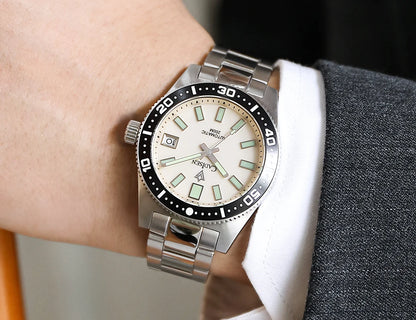CADISEN New 38mm Diver Mens Watch Japan 8215 Automatic Mechanical Sapphire Glass Date Luminous 100M Waterproof Wrist watch Men