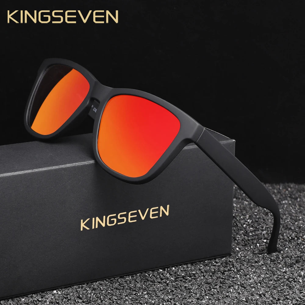 KNGSEVEN Ochelari de soare rotunzi la modă pentru bărbați și femei, casual, polarizați, cu protecție anti-UV400, pentru activități în aer liber, cu ramă neagră, potriviți pentru condus