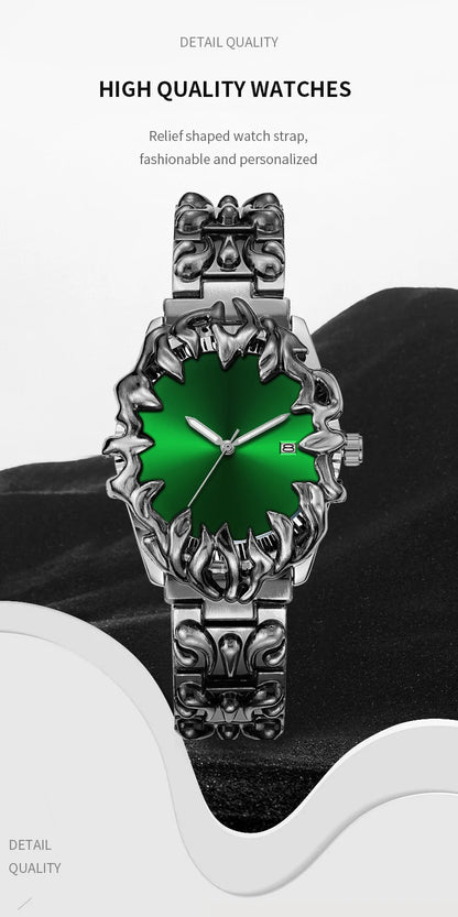 Sports Men Watch Fashion Man Stainless Steel Quartz Movement Red Clock Top Brand Halloween Creative Military Watch for Men reloj