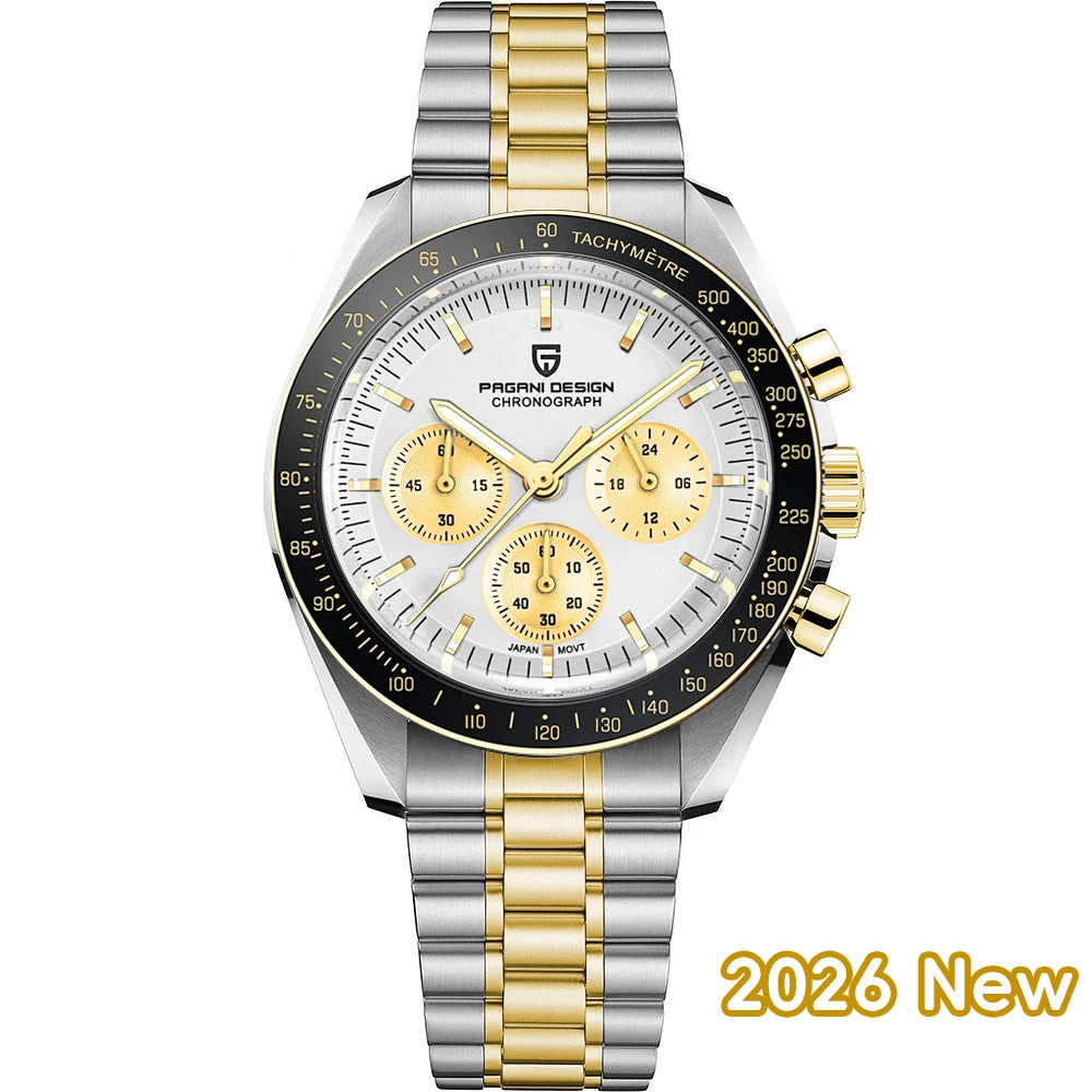 PAGANI DESIGN 2026 New Mens Watches Panda Moon Watch Luxury Quartz Watch For Men Automatic Date Sport Chronograph Wristwatch Men