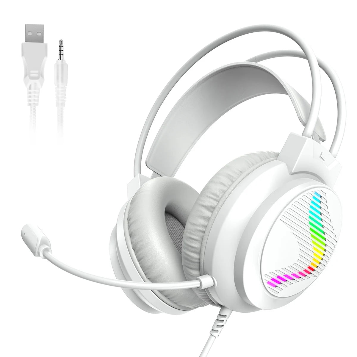 Casque filaire de jeu avec son 360° °   Microphone rotatif et éclairage RGB, conçu spécifiquement pour les cybercafés et le gaming